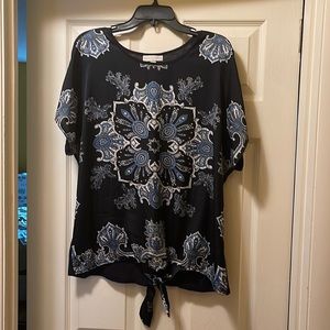 Dana Buchman Paisley print Tie front top